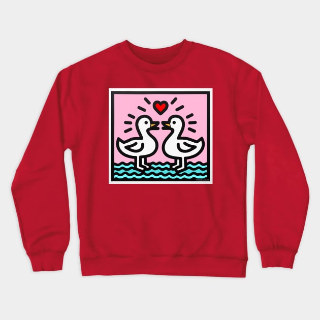 Duck love - Pink. Crewneck Sweatshirt by Sketchy